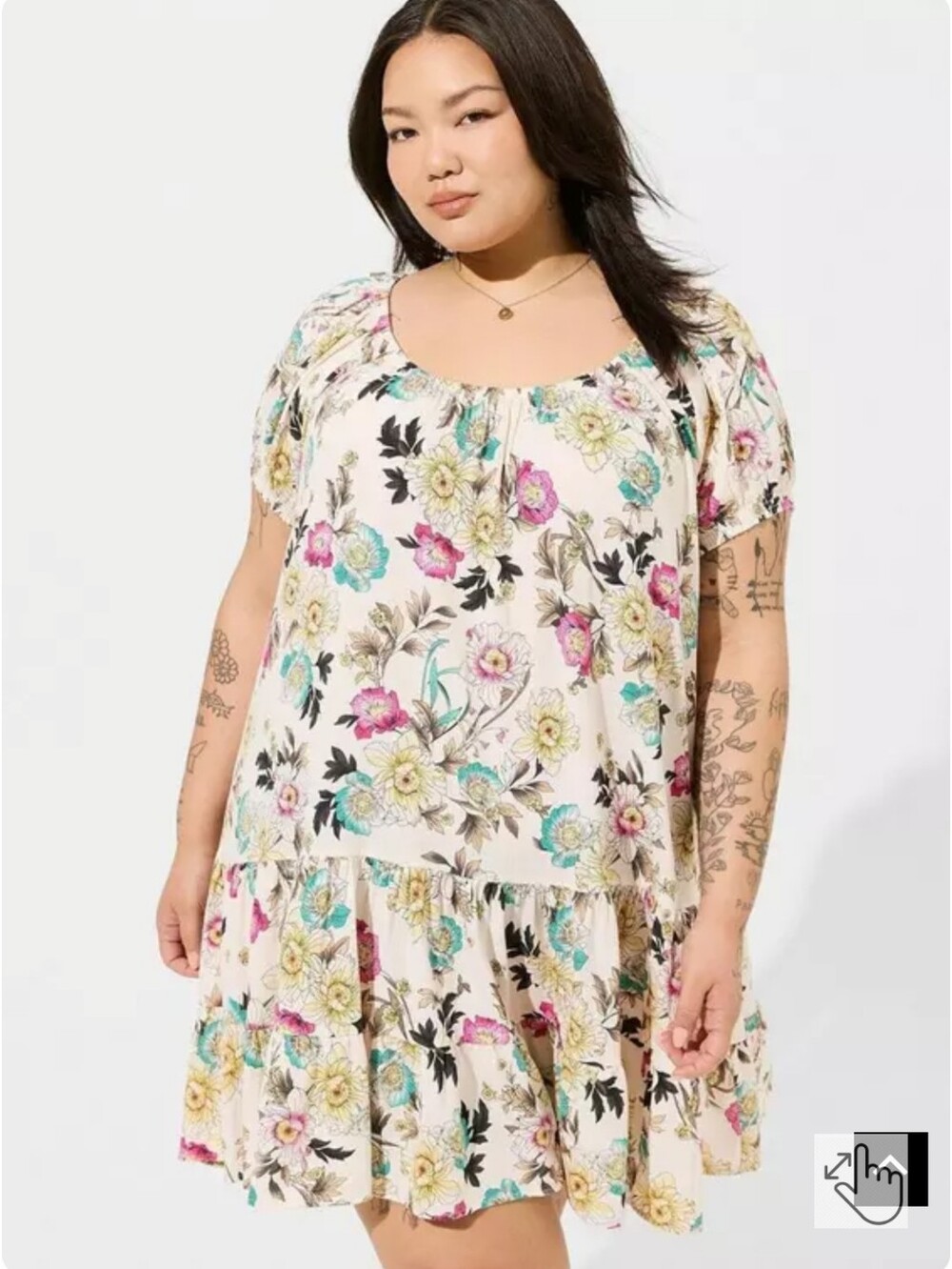 EUC Mini Washable Gauze Puff Sleeve Tiered Trapeze Dress